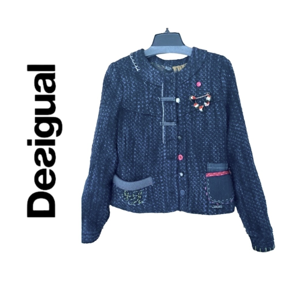DESIGUAL➕Tweed Embellished Jacket